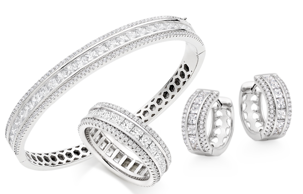 Silver Cubic Zirconia Triple Row Jewellery