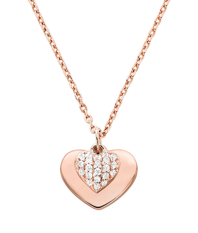 Michael Kors Love 14ct Rose Gold Plated Silver Cubic Zirconia Heart Pendant