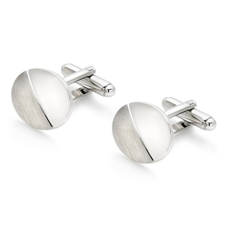Oval Brushed and Polished Men's Cufflinks