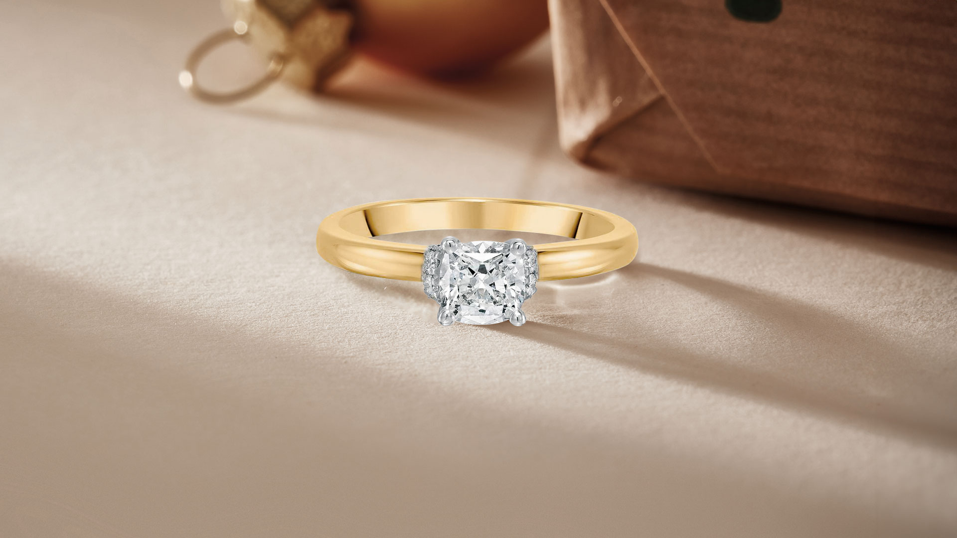 A Royal Asscher 18ct Yellow Gold Cushion Cut Diamond Ring