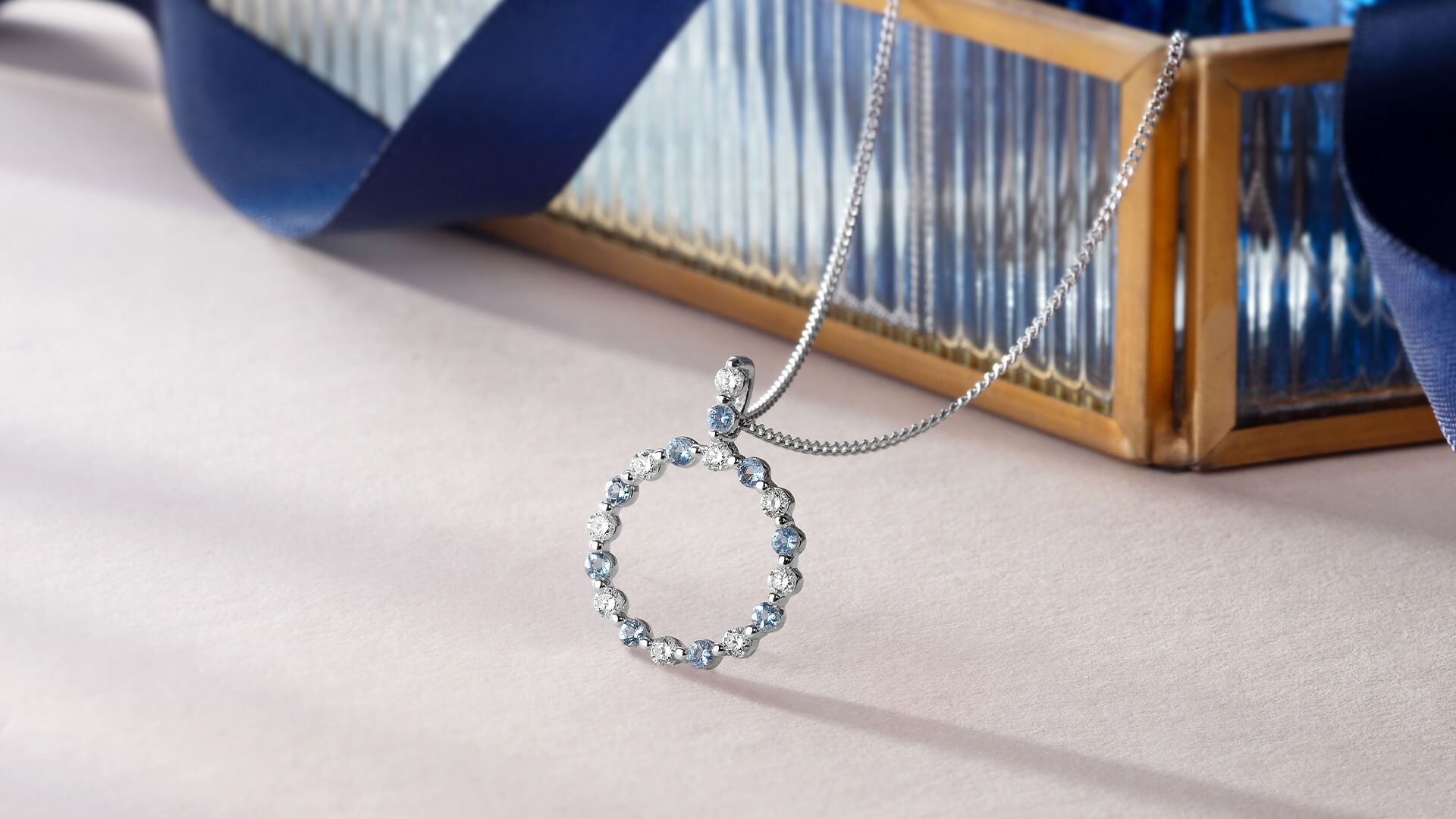 A Starlit by Beaverbrooks White Gold Diamond and Gemstone Pendant