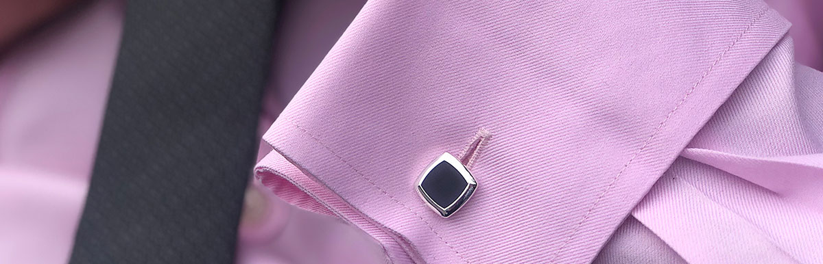 Silver and Black Agate Square Cufflinks
