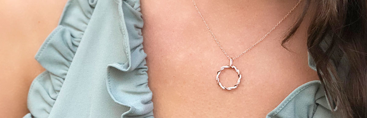 Entwine 9ct Rose Gold Diamond Twist Pendant