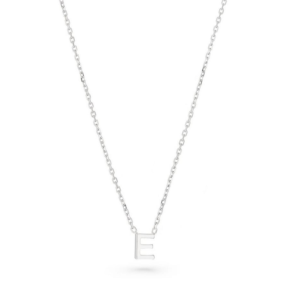 Silver Petite Initial E Necklace