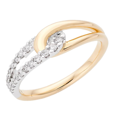 Essence 9ct White and Yellow Gold Diamond Ring                            