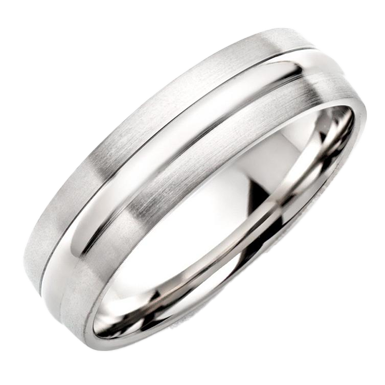 Men's Brushed & Polished Titanium Ring