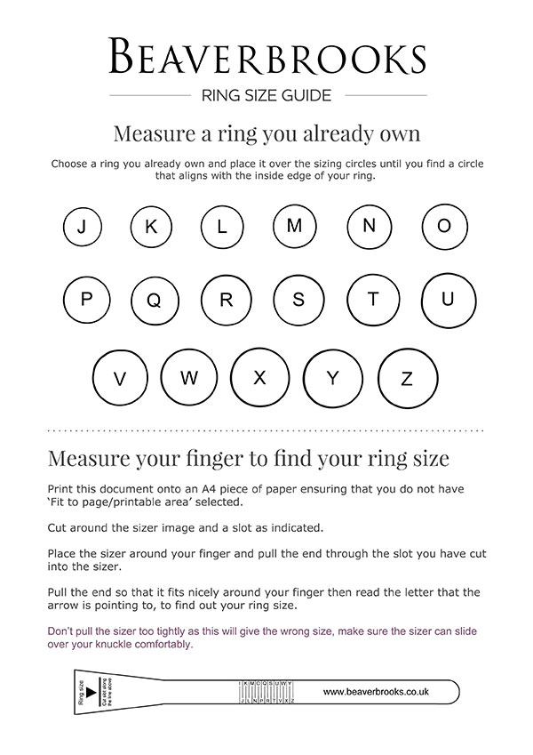 Printable Uk Ring Size Chart Printable Word Searches