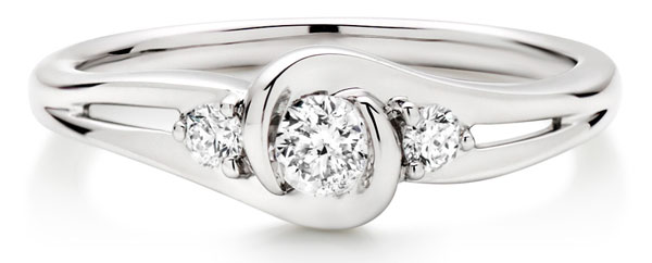 9ct White Gold Diamond Three Stone Ring
