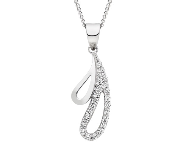 9ct White Gold Cubic Zirconia Pendant
