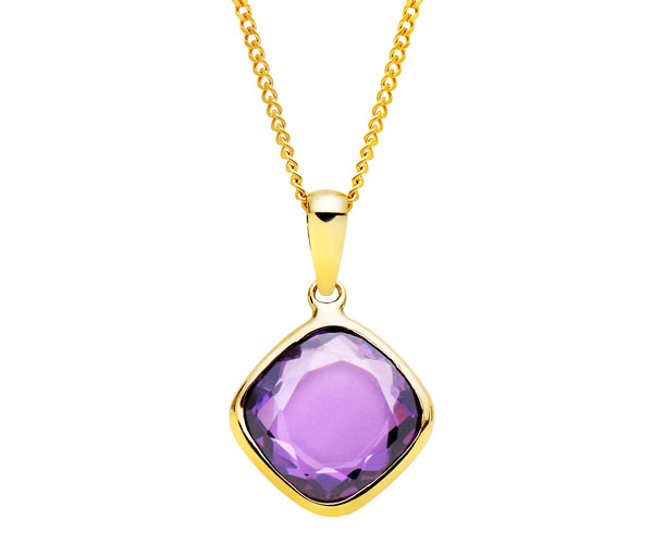9ct Gold Purple Cubic Zirconia Pendant