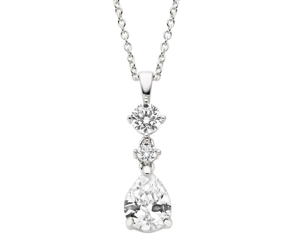 Silver Cubic Zirconia Drop Pendant