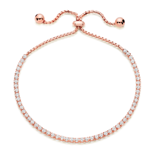 Silver Rose Gold Plated Cubic Zirconia Tennis Bracelet