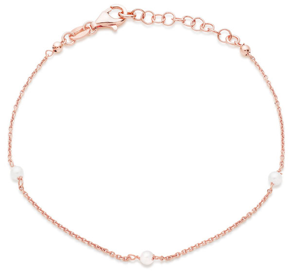 Silver Rose Gold Plated Synthetic Pearl Bracelet