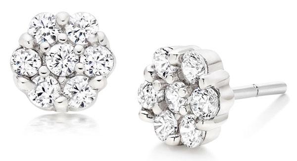 Silver Cubic Zirconia Flower Stud Earrings