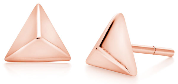 Silver Rose Gold Plated Triangle Stud Earrings
