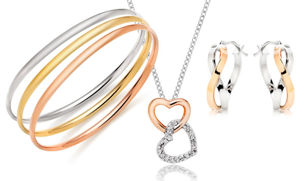 9ct Gold Bangle, Pendant, and Earrings