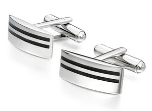 Stainless Steel Black Stripe Cufflinks