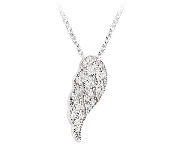 Silver Cubic Zirconia Angel Wing Pendant