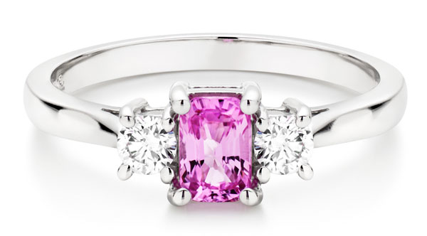 18ct White Gold Diamond and Pink Sapphire Ring