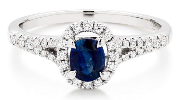 18ct White Gold Diamond and Sapphire Cluster Ring